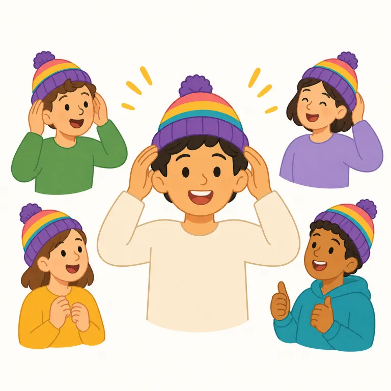 catch on（流行する、受け入れられる・句動詞）の覚え方イラスト — この catch on は「理解する」ではなく、流行や考え方が人々の間で“つかまって離れず”、広まって定着する意味です