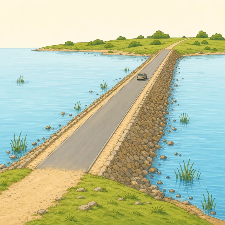 causeway（土手道・名詞）の覚え方イラスト — まず way が入っているので「道」の仲間と押さえる