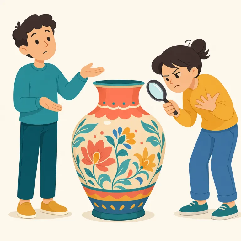 cavil（あら探しをする・動詞）の覚え方イラスト — 動詞では cavil at/over/about details のように前置詞を伴い、「細部にかみつく」動きを表します