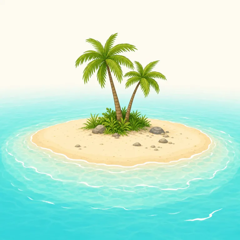 cay（小島・名詞）の覚え方イラスト — cay はスペイン語の cayo を経て英語に入った語で、発音は key と同じ「キー」