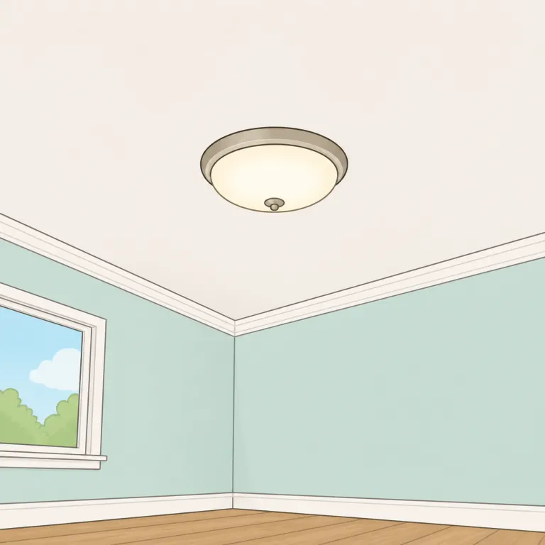ceiling（天井・名詞）の覚え方イラスト — ceiling は、部屋の内側から見上げる上面として覚えます
