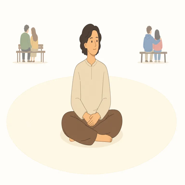 celibate（禁欲的な・形容詞）の覚え方イラスト — まず celibacy（独身・禁欲）とセットで覚えると定着しやすい語