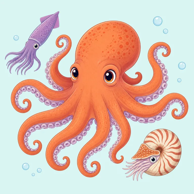 cephalopod（頭足類・名詞）の覚え方イラスト — `-pod` は `tripod` や `podiatry` で見かける「足」系の形、`cephalo-` は `cephalic` などの「頭」系とまとまりで覚えると残りやすい…