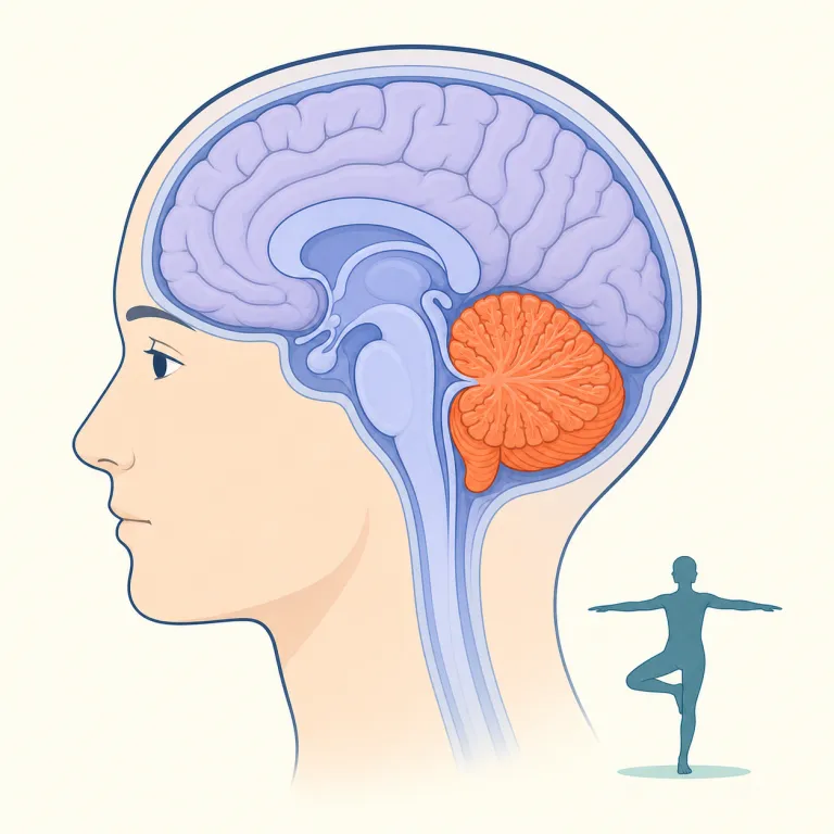 cerebellar（小脳の・形容詞）の覚え方イラスト — cerebral（大脳の）や cerebrum を見たことがあれば、cer- / cereb- は「脳まわり」の目印として覚えると整理しやすいです