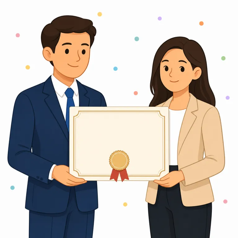 certification（認定、証明・名詞）の覚え方イラスト — まず certify（証明する）と certificate（証明書）を知っていると覚えやすいです