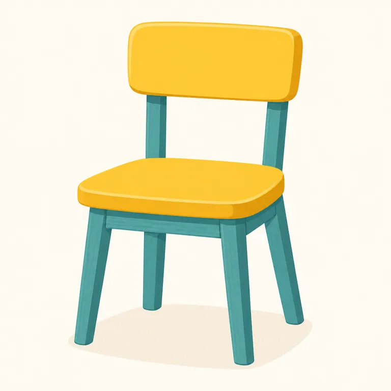 chair（椅子・名詞）の覚え方イラスト — この語は furniture としての総称より、「もう二脚必要」「椅子を近くに引く」のように、空間に置いて使う可算の道具として意識すると使いやすくなります