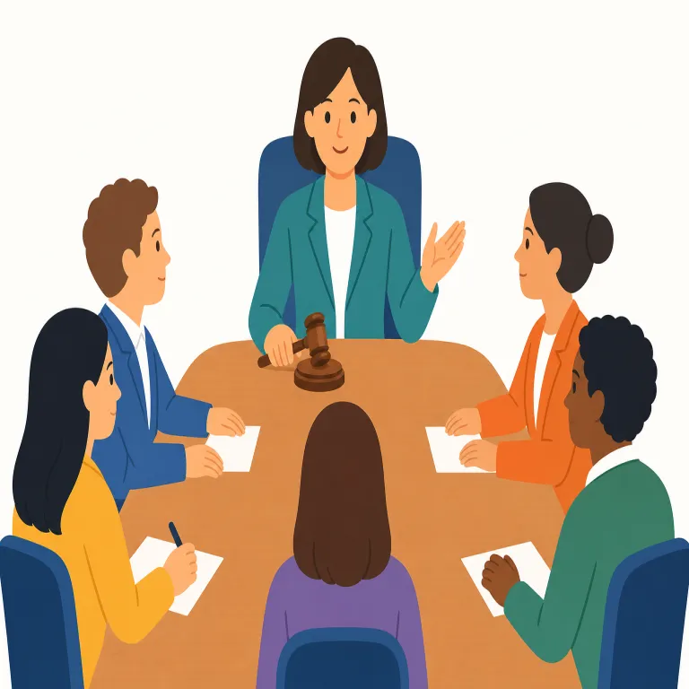 chairman（議長、委員長、会長・名詞）の覚え方イラスト — w46312では「どの場の chair なのか」を見るのがコツです