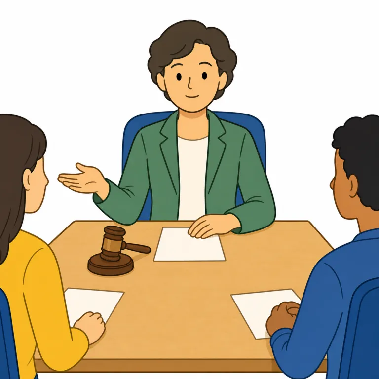 chairperson（議長・名詞）の覚え方イラスト — このエントリでは chairperson を、委員会の長という基本的な役職名ではなく、会議の場で発言を整理し、議題の順序や採決などを進める「議長」として覚えます