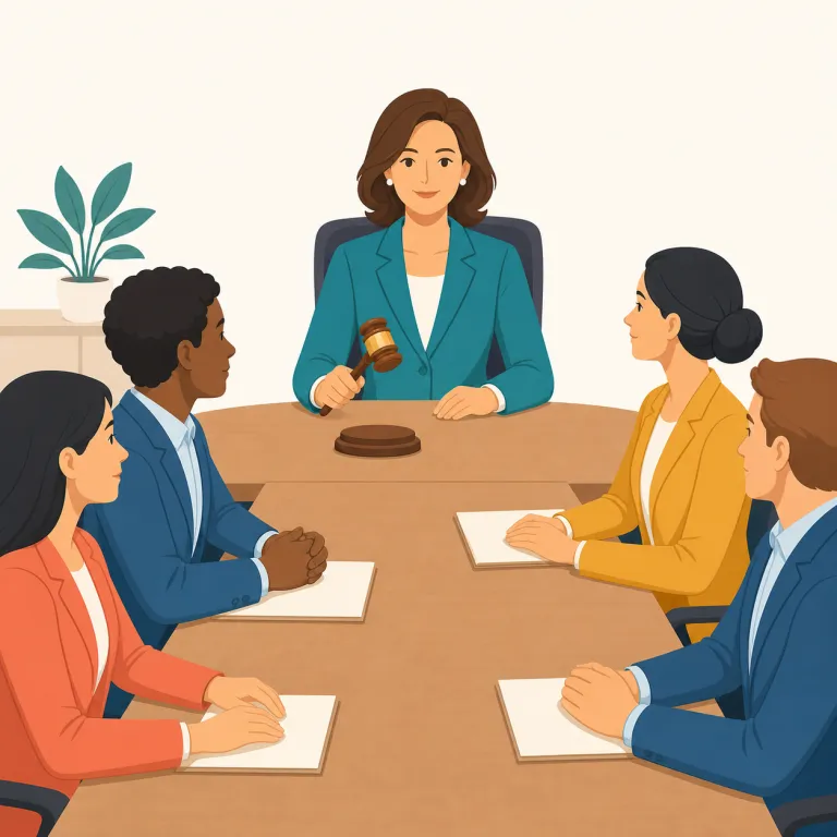 chairwoman（女性議長、女性委員長・名詞）の覚え方イラスト — chair を「椅子」だけで覚えると弱いので、「会議のいちばん前の席＝進行役のポジション」までセットで思い出すと定着しやすい語です
