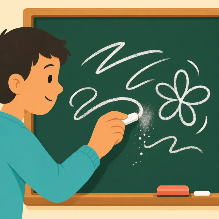 chalking（チョークで書くこと・名詞）の覚え方イラスト — chalk は「チョーク」、-ing は「すること」と考えると覚えやすいです