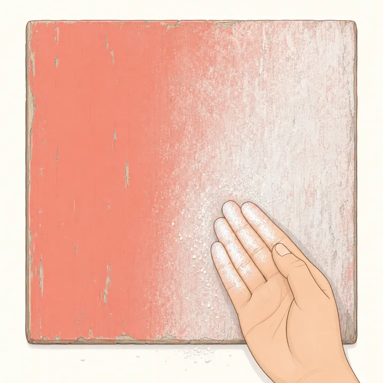 chalking（チョーキング（劣化）・noun）の覚え方イラスト