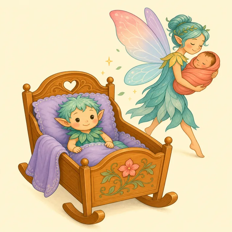 changeling（取り替え子・名詞）の覚え方イラスト — change が見えればまず「何かが入れ替わった存在」と捉えると覚えやすいです