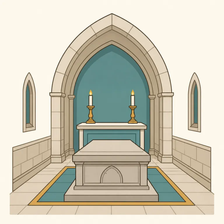 chantry（追悼礼拝堂・noun）の覚え方イラスト