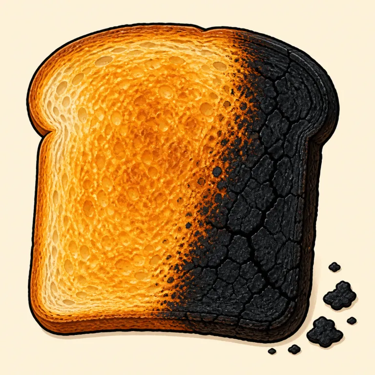 char（焦がす・名詞）の覚え方イラスト — char は「炭」や「炭化した物」を連想するとよい