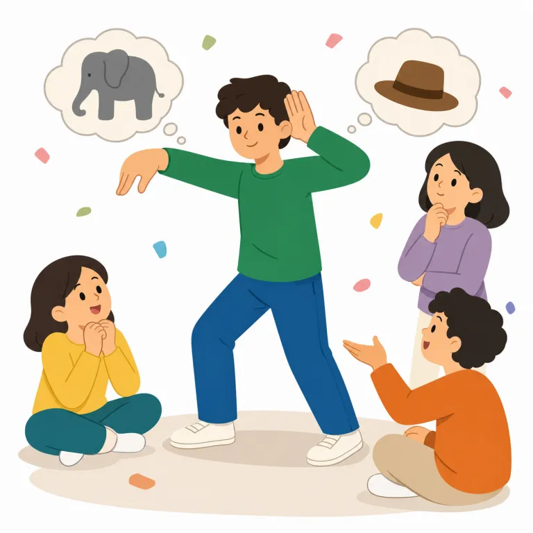 charade（身ぶり当てゲーム・noun）の覚え方イラスト
