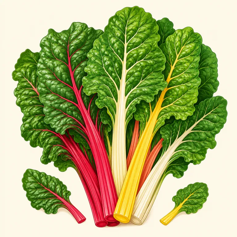 chard（フダンソウ・名詞）の覚え方イラスト — 野菜名としては単独より "Swiss chard" の形で出ることが多いので、まずこのセットで覚えると定着しやすいです