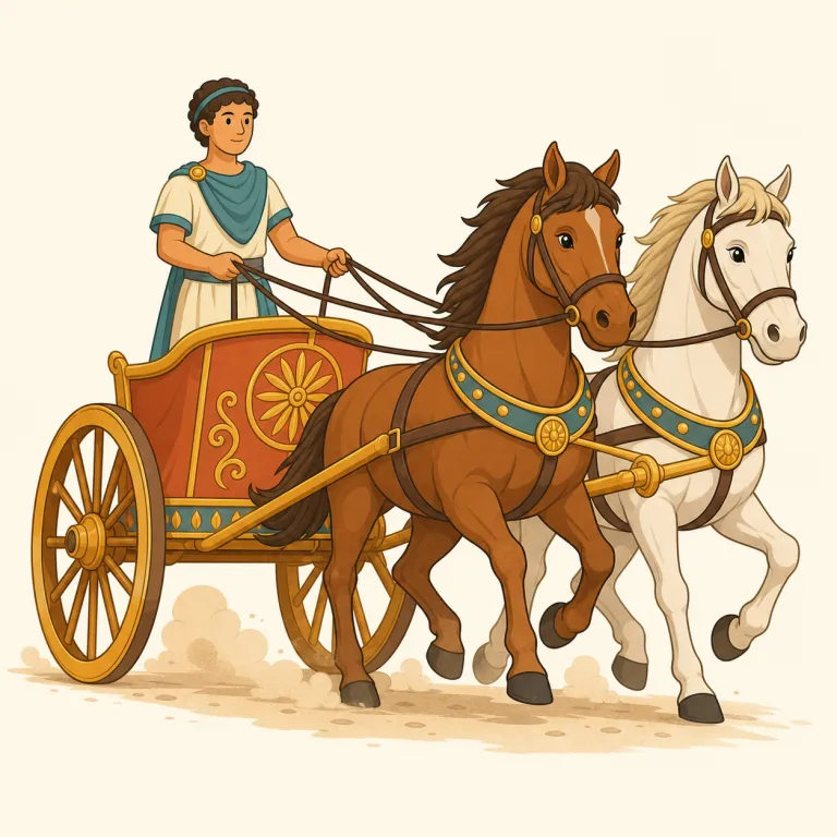 chariot（二輪馬車・名詞）の覚え方イラスト — car を思い出せると覚えやすい語で、「人や物を運ぶ車」の仲間