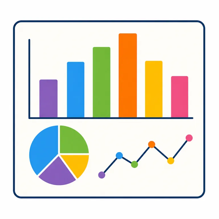 chart（チャート・名詞）の覚え方イラスト — chart は graph や table より少し広く、「情報を見やすく整理した図」をまとめて指す語として覚えると定着しやすいです