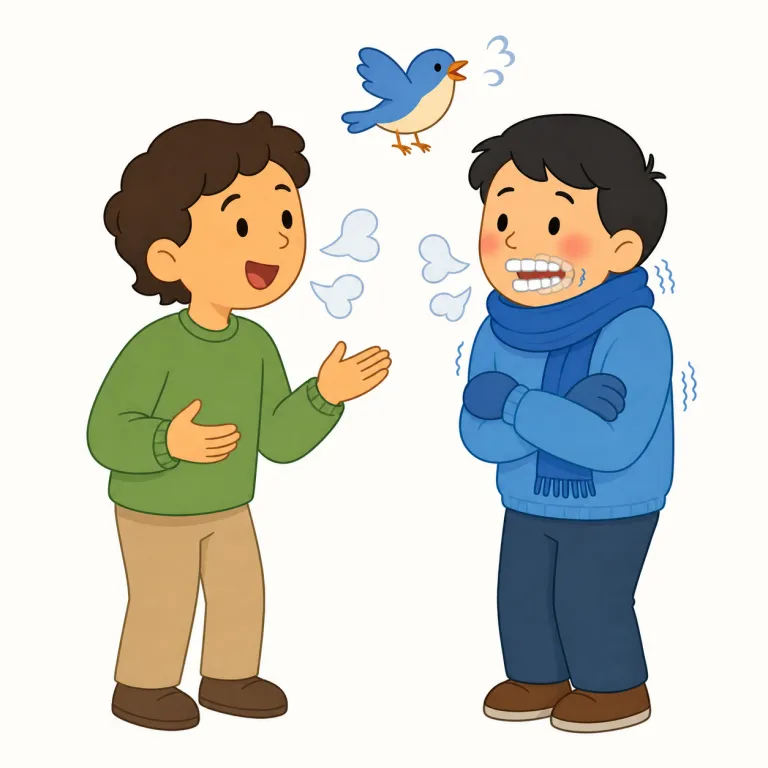 chatter（おしゃべり、鳴き声、歯がガチガチ鳴る音・noun）の覚え方イラスト
