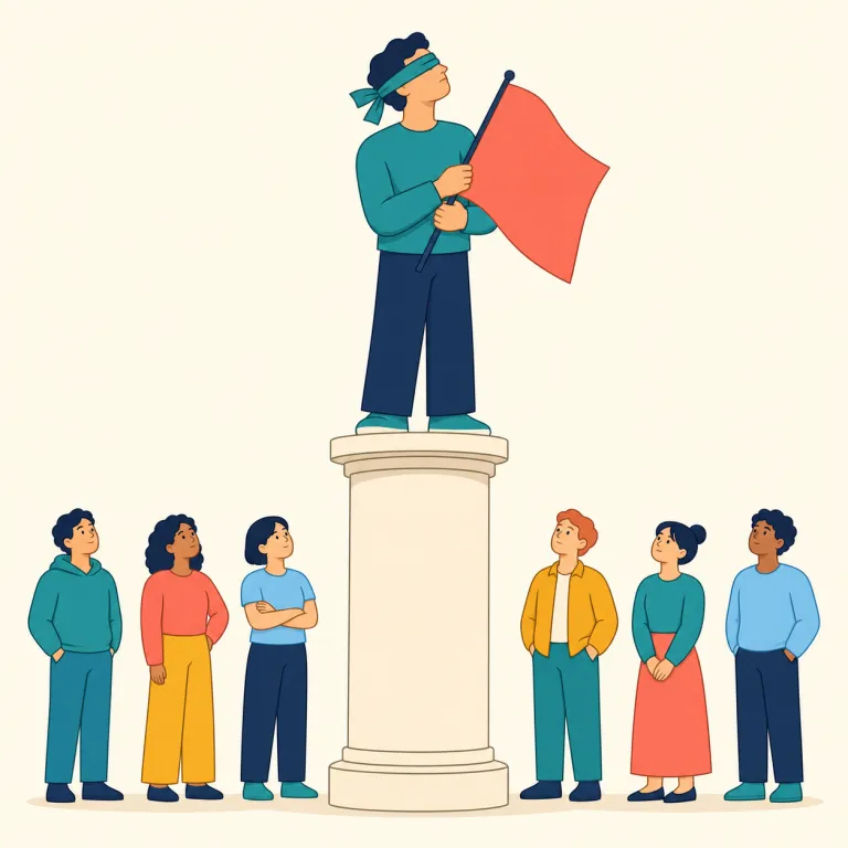 chauvinist（盲目的愛国主義者、男性優越主義者・名詞）の覚え方イラスト — 「自分側だけが正しい」と強く思いこみ、相手を公平に見られない人を思い浮かべましょう