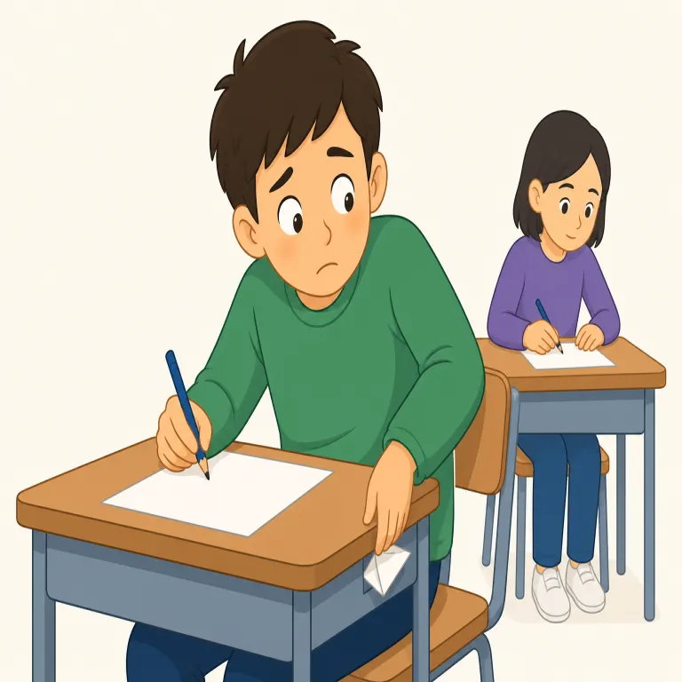 cheat（だます、ずるをする・動詞）の覚え方イラスト — 動詞では「ずるを実行する」動きに注目します