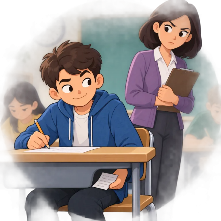 cheating（不正行為・noun）の覚え方イラスト