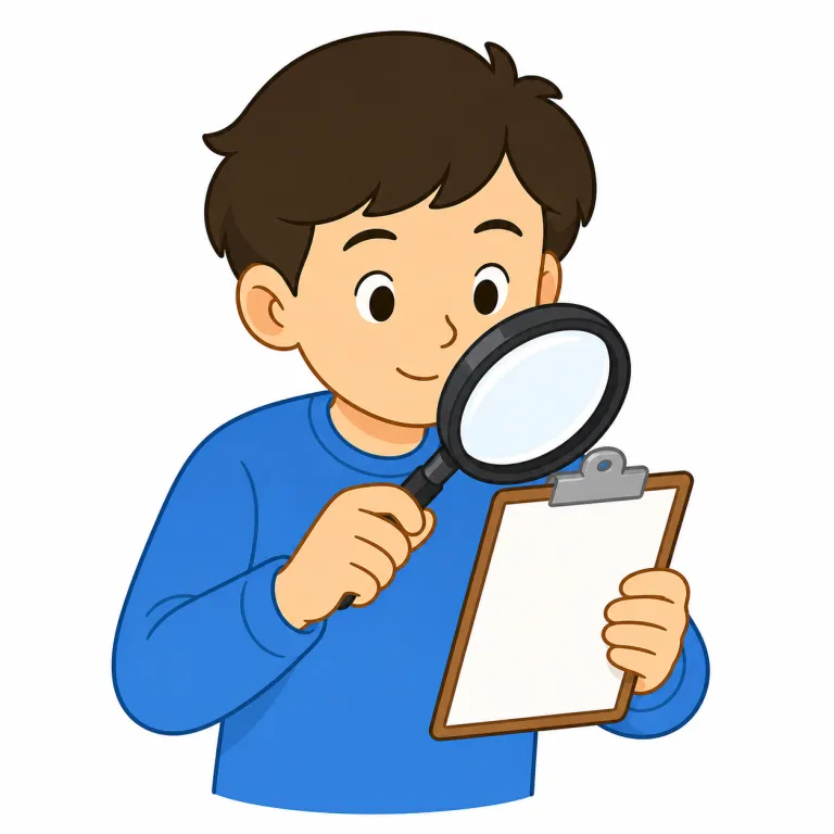 check（確認する、調べる・動詞）の覚え方イラスト — まず「不安な一点を見に行く」と覚える