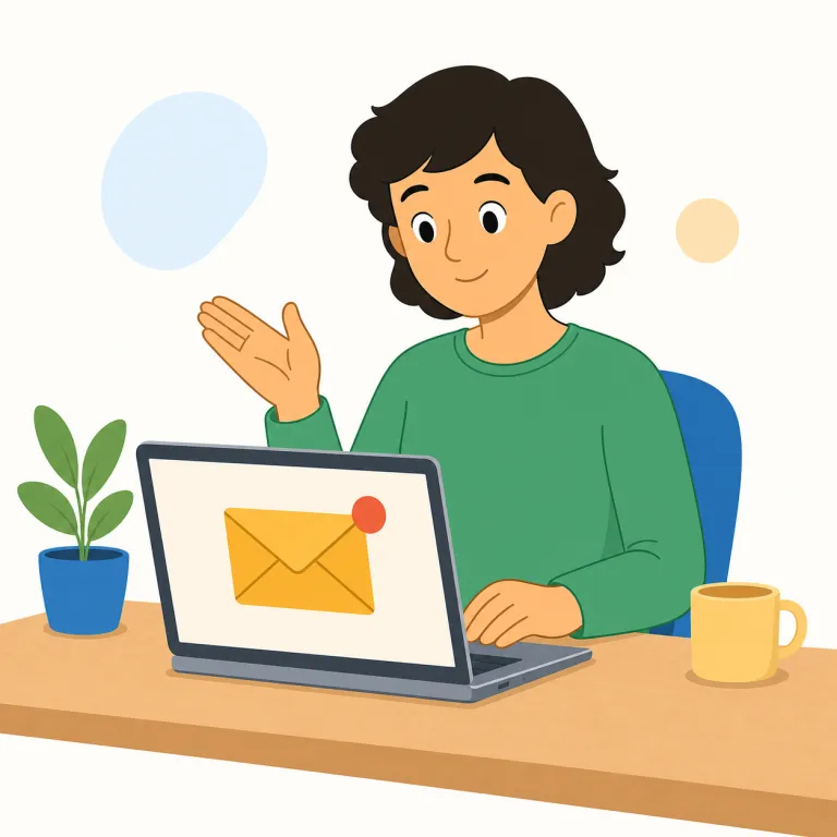 check your email, please（メールを確認してください・フレーズ）の覚え方イラスト — 核は check