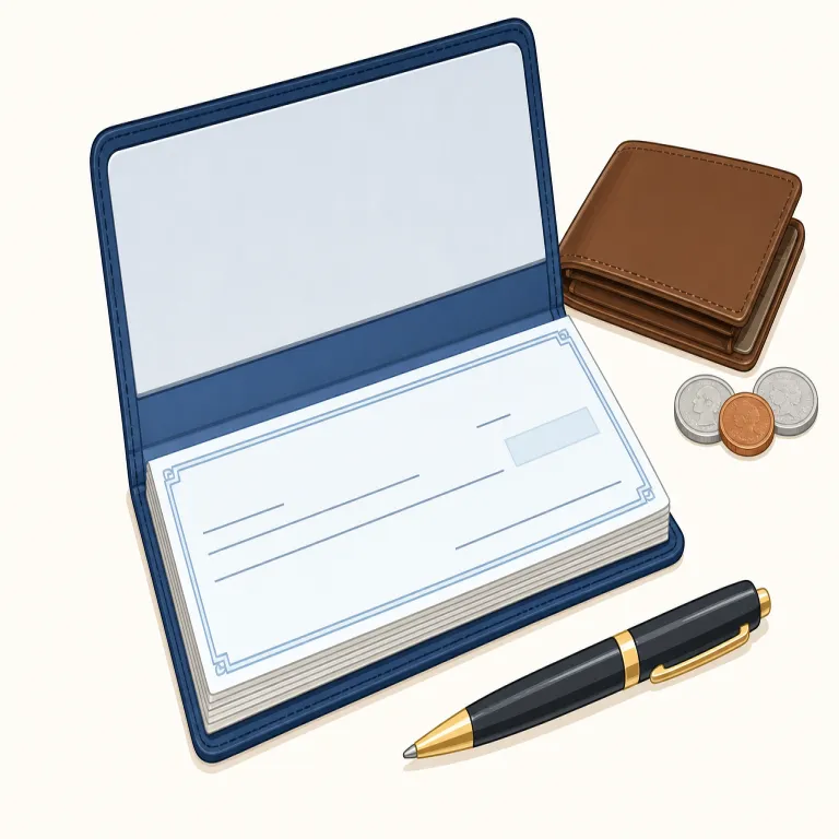 checkbook（小切手帳・名詞）の覚え方イラスト — check＋book で覚える