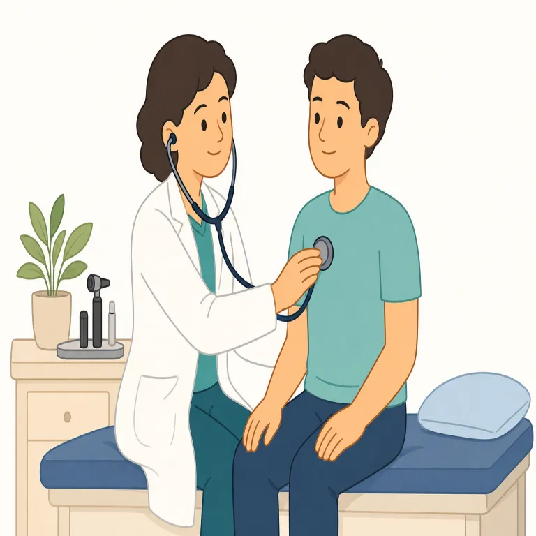 checkup（検査・名詞）の覚え方イラスト — checkup は単なる check よりも、対象をまとめて見直す名詞として覚えると使いやすいです