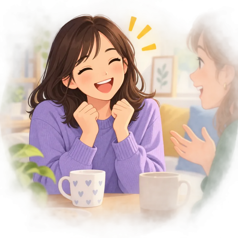 cheer up（元気になる・phrasal_verb）の覚え方イラスト