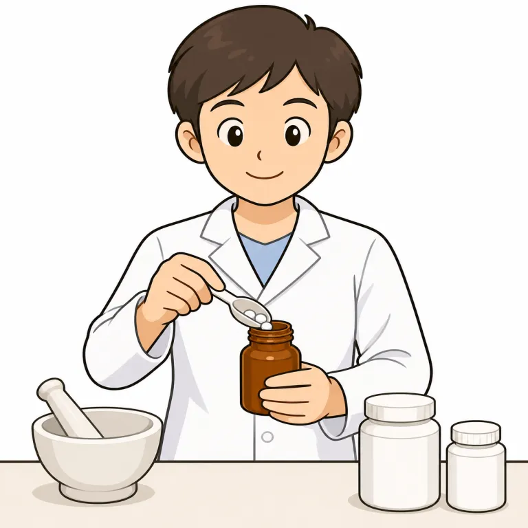 chemist（薬剤師・noun）の覚え方イラスト