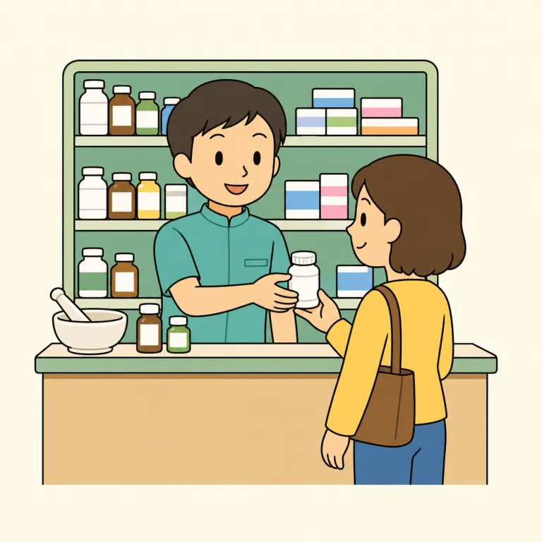 chemist（薬局・noun）の覚え方イラスト