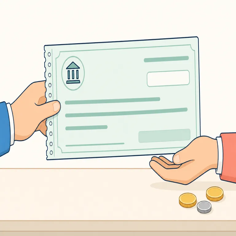 cheque（小切手・名詞）の覚え方イラスト — まず cheque は「英式つづりの check」とセットで覚えるのが最短です