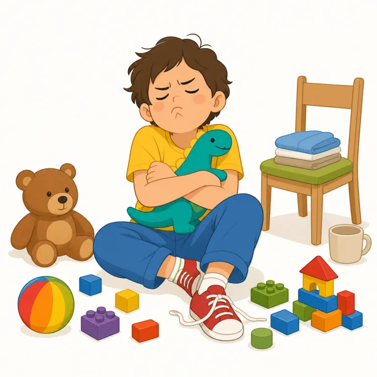 childish（幼稚な・形容詞）の覚え方イラスト — このエントリの「幼稚な」は、単に見た目や雰囲気が子供っぽいというより、大人や場面にふさわしくない未熟さを批判する意味です