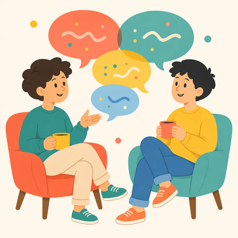 chitchat（おしゃべり・名詞）の覚え方イラスト — chat を知っていれば覚えやすい語