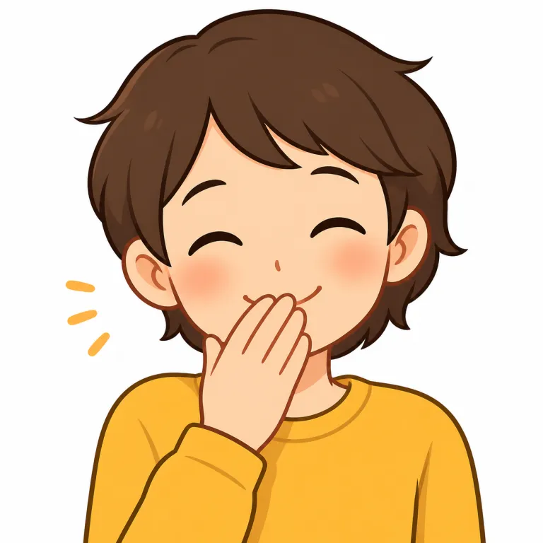 chuckle（くすっと笑い・noun）の覚え方イラスト