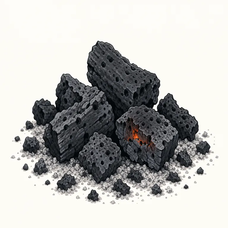 cinder（燃え殻・名詞）の覚え方イラスト — ash が「灰」だとすると、cinder はもっと塊感のある「燃え残り」