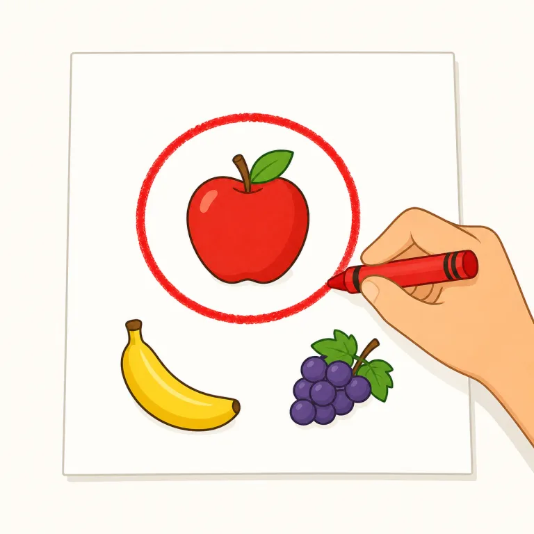 circle（円、輪・名詞）の覚え方イラスト — まず名詞の circle「円」を思い出し、動詞ではそのまま「円を描くように動く」と取ると覚えやすいです
