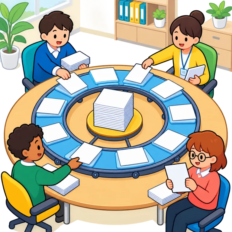 circular（回覧文書・noun）の覚え方イラスト