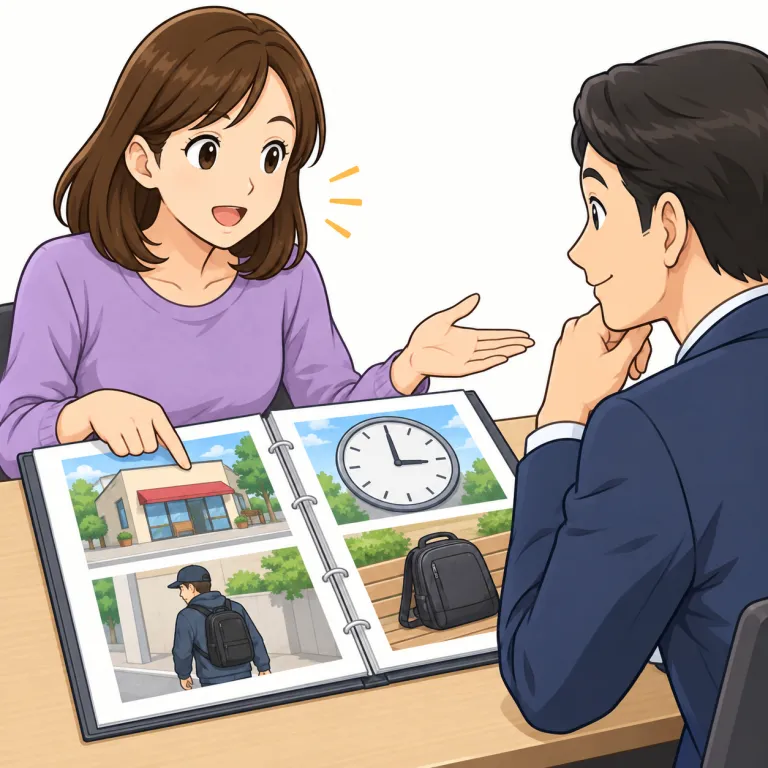 circumstantial（詳細な・adjective）の覚え方イラスト