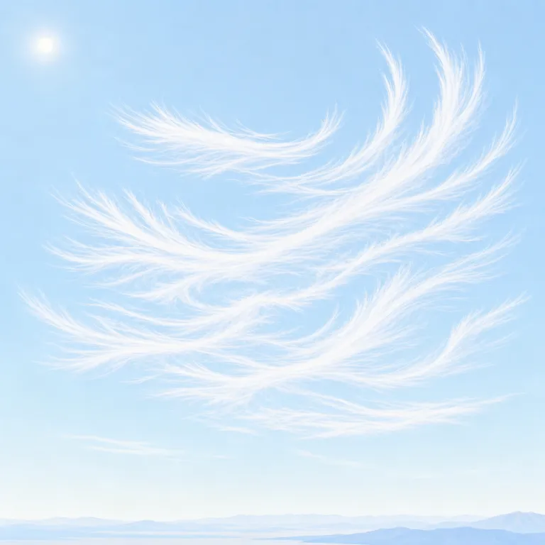 cirrus（巻雲・名詞）の覚え方イラスト — 空の雲名で出る cirro- を見たら「高い空の、細く軽い雲」グループだとまとめて覚えると残りやすいです