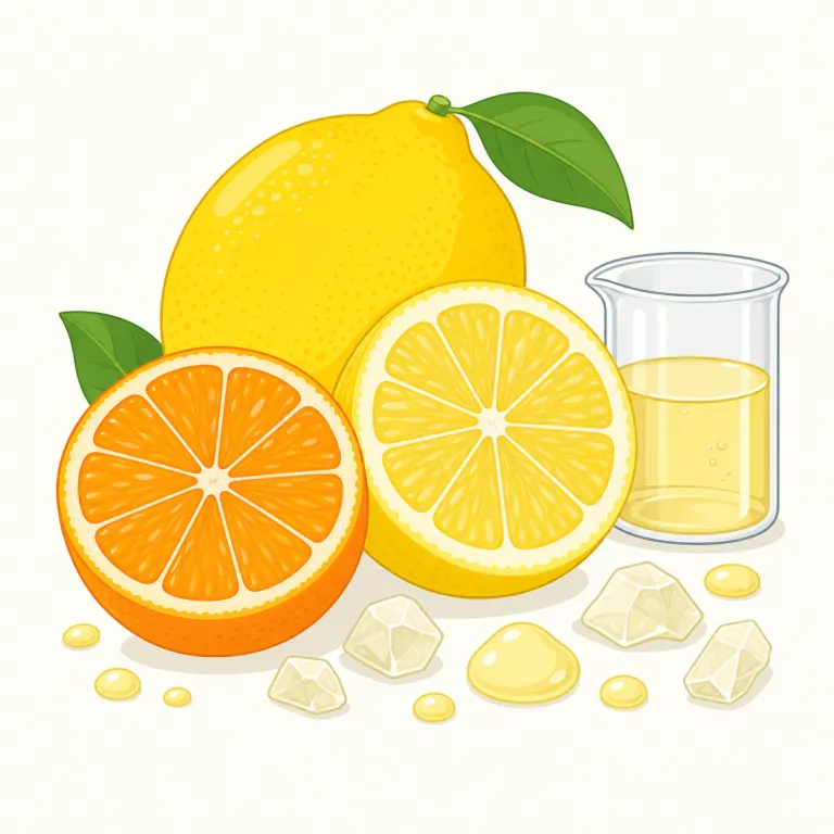 citric（クエン酸の・形容詞）の覚え方イラスト — citrus（オレンジ、レモンなどの柑橘類）を知っていれば、その“性質・成分に関する”形が citric と考えると覚えやすい