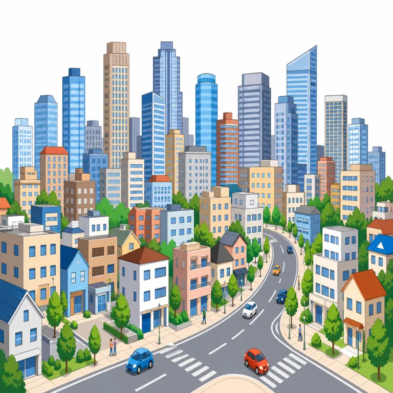 cityscape（街並み・名詞）の覚え方イラスト — 「city」と「landscape」を結び付けると覚えやすいです