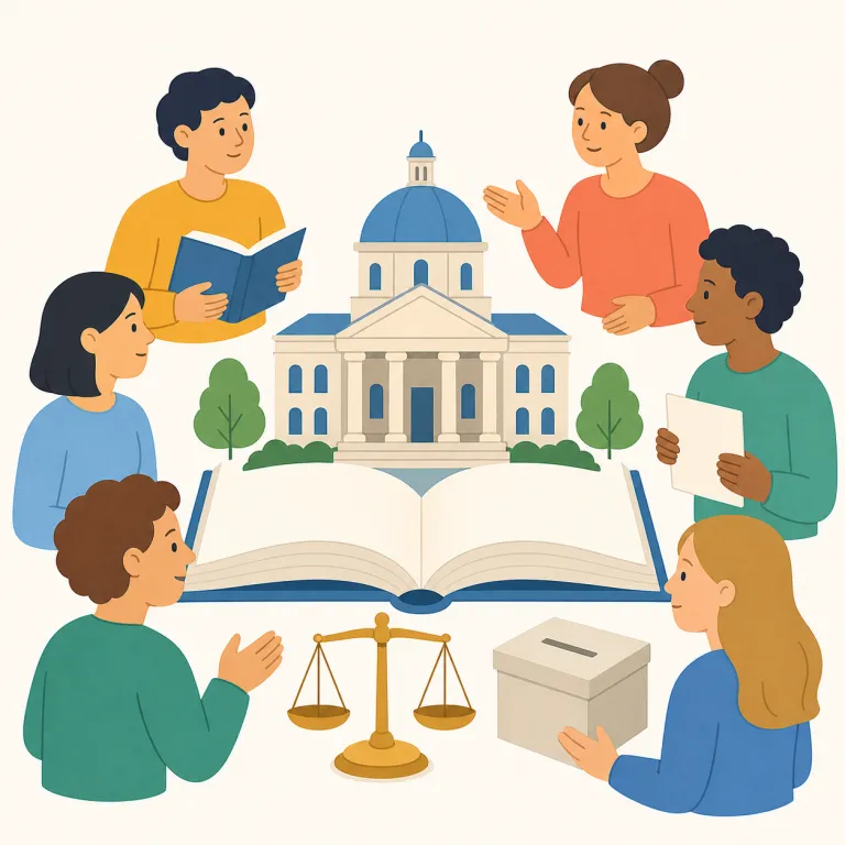 civics（公民・名詞）の覚え方イラスト — civics は civic（市民・社会の）を知っていると覚えやすい語です