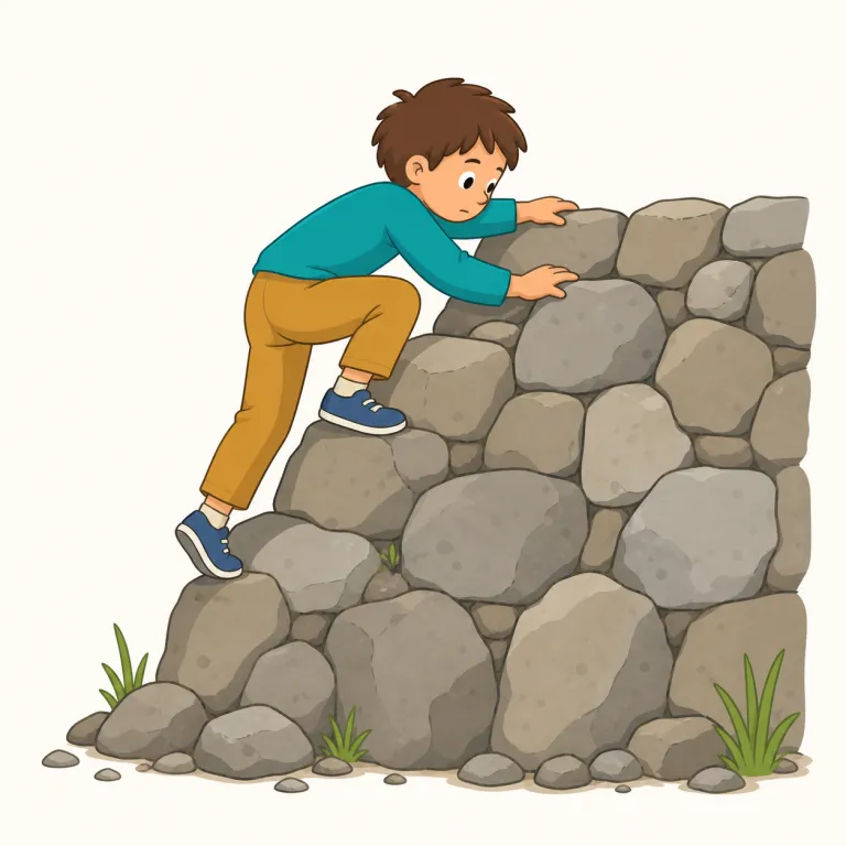 clambering（よじ登る・動詞）の覚え方イラスト — まず climb を芯に置くと覚えやすいです