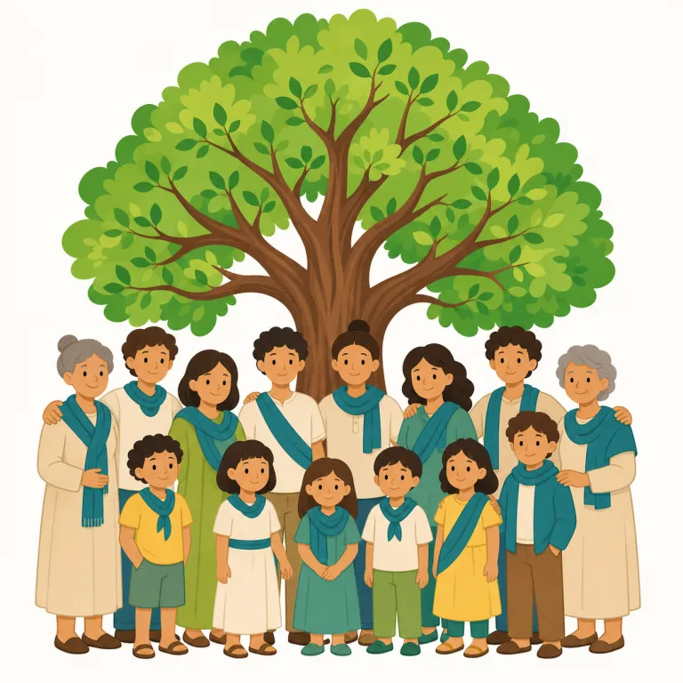 clan（一族・名詞）の覚え方イラスト — family よりも『血筋でまとまった大きめの身内集団』を思い浮かべると定着しやすい語です