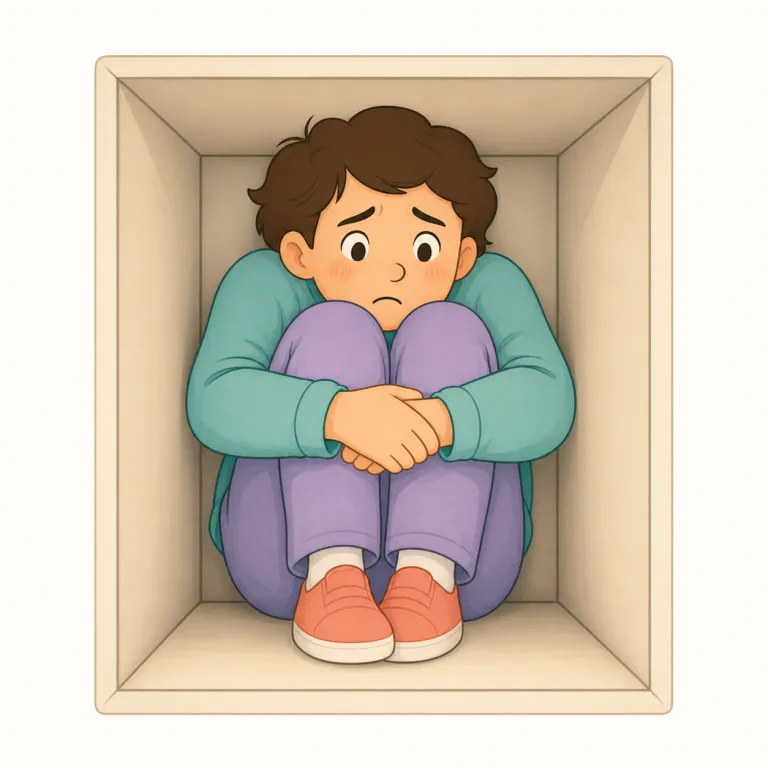 claustrophobia（閉所恐怖症・名詞）の覚え方イラスト — まず -phobia を見たら「恐怖症」と即反応できるようにする