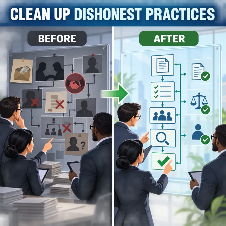 clean up（一掃する・phrasal_verb）の覚え方イラスト