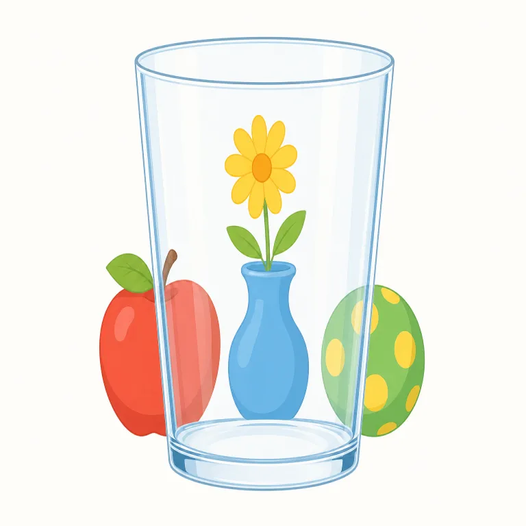 clear（明らかな・形容詞）の覚え方イラスト — 視界が澄んでいて輪郭を追える状態を、頭の中の理解に移した語だと考えると定着します